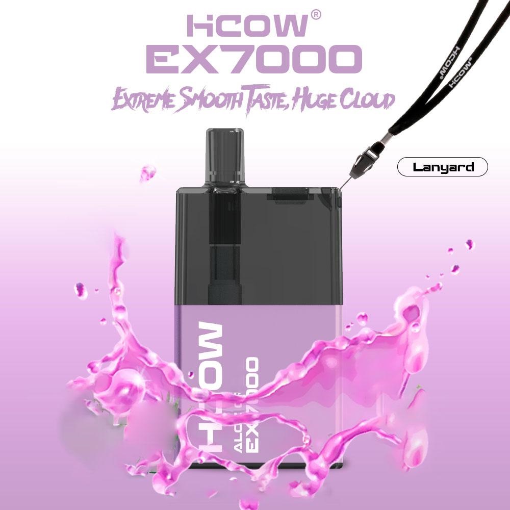 HCOW Extreme 7000 Pushs Vape e cigarro descartável e 15 ml de malha pré-preenchida Vapes Pen 0%2%5%N carregamento USB Tipo C Porta colorida RGB Light Authentic Wholesale
