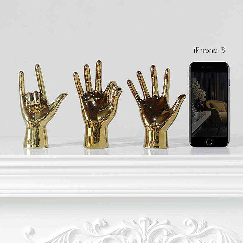 Dekorativa föremål figurer nordisk gest finger figur guldplätering hand prydnad modern hem dekoration tillbehör rum skrivbord harts sklupt t220902