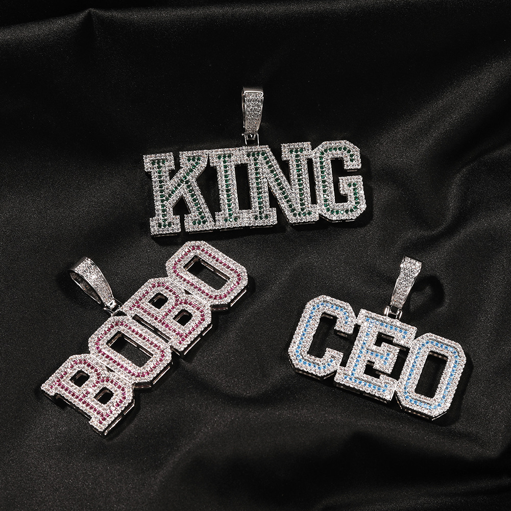 TopBling A-Z nom personnalisé lettres pendentif colliers Courful Zircon peut choisir de véritables bijoux Hip Hop plaqués or