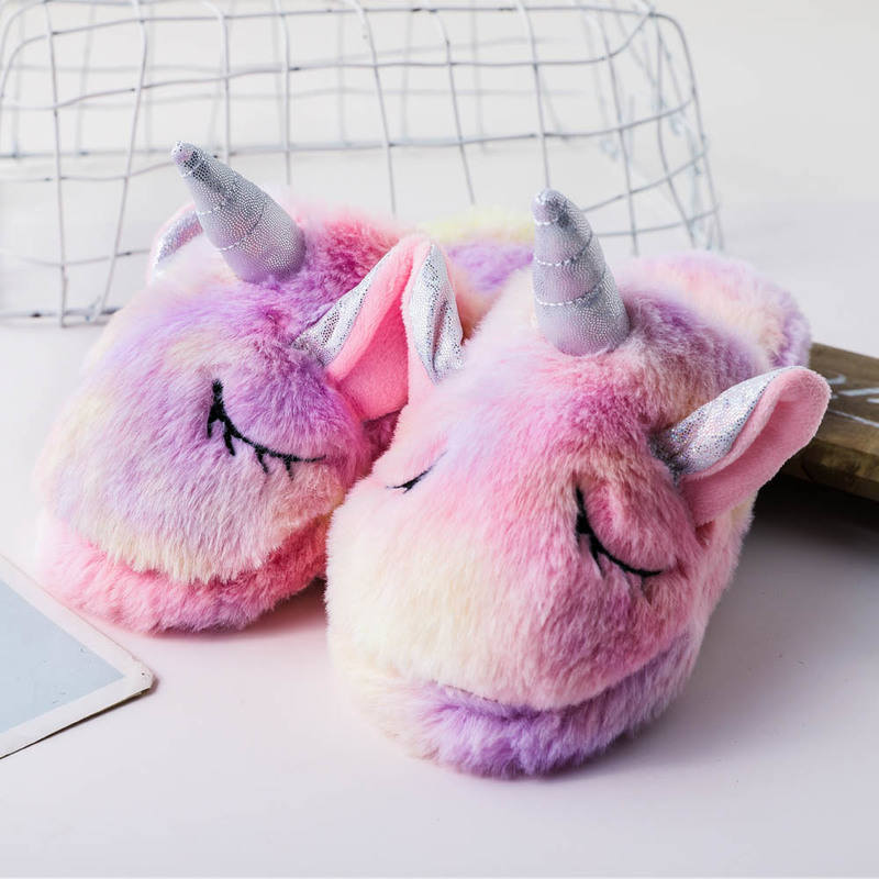 Pantofola Ragazze Inverno Arcobaleno Unicorno Pantofole Bambini Cartoon Kigurumi Pigiama Scarpe Scarpe bambini ragazze Pantofole Unicorno ragazze 220902