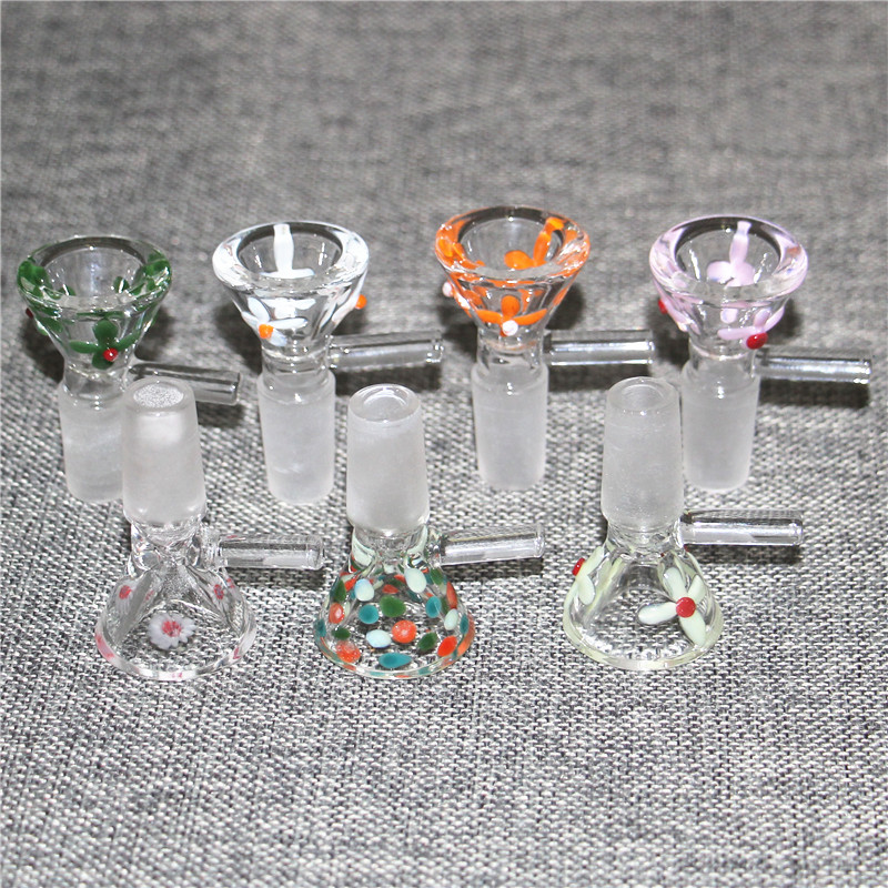 Wholesale Hookah 14mm Heady Glass Slides Bowl Pieces Wig Wag dry herb Holder bowls Glass Water Pipes Ash Catcher Bubbler Dab Rigs