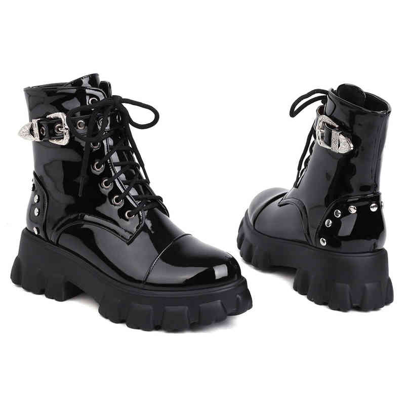 Boots Doratasia New Arrival Brand New Ladies Platform Cross-Tied Round Toe Boots Chunky Heels Lace-Up Solid Ankle Boots Women 220903