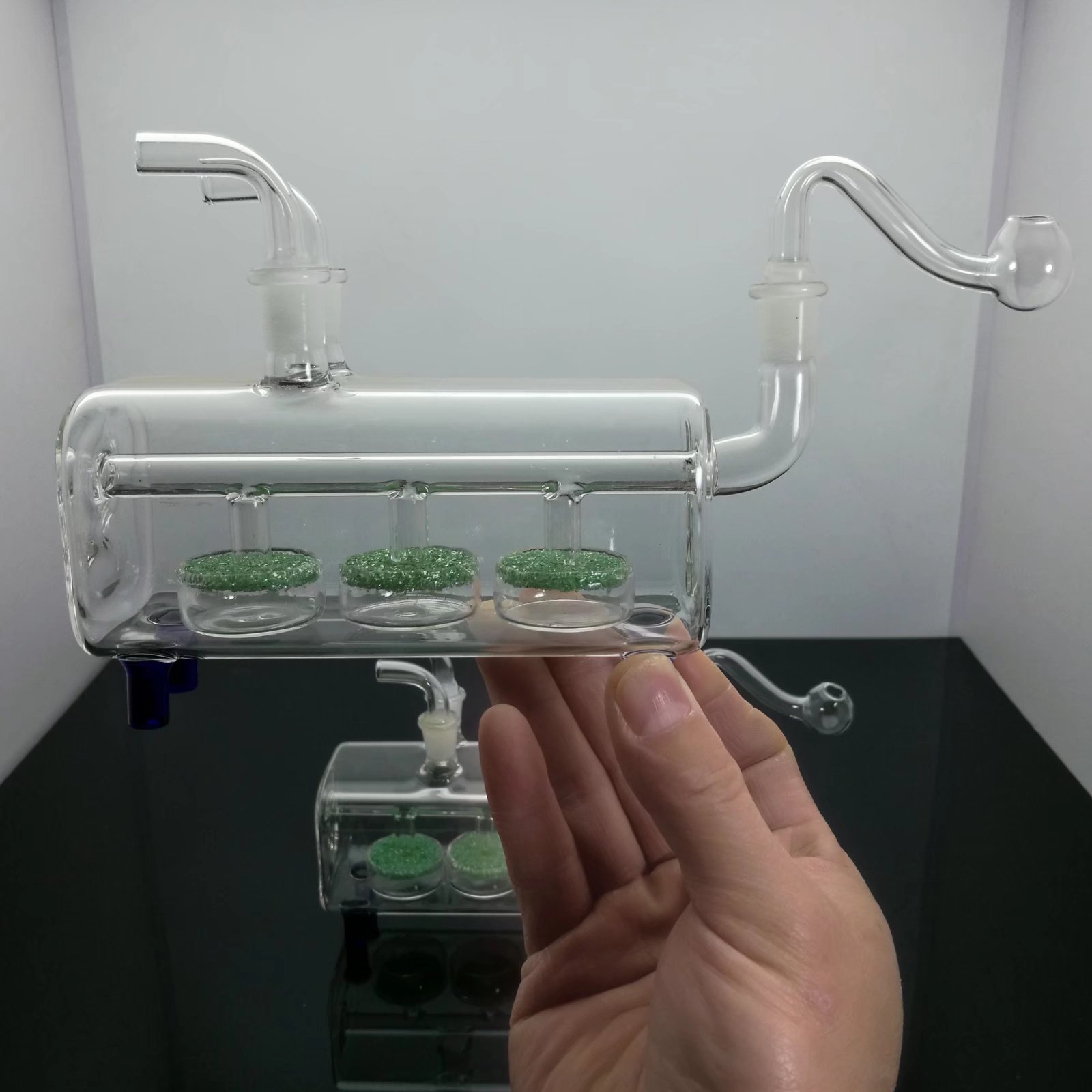 Pipes Smoking Manufacture Mundgeblasene Wasserpfeife Klassische Vierkantrohr-Wasserpfeife aus mattiertem Filterglas