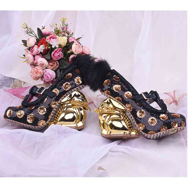 Buty Mstapchi Summer Women Rabbit Heel Buty Planowane Zwierzęta Kluczowe Zodiac High Fashion Chrysant Party 2022 220903