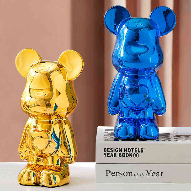 Estatuetas decorativas bearbricks nórdicos 400% artesanato de urso violento escultura de escultura ornamental alpendre a decoração de bonecas de decoração da sala de estar Presente da sala de estar