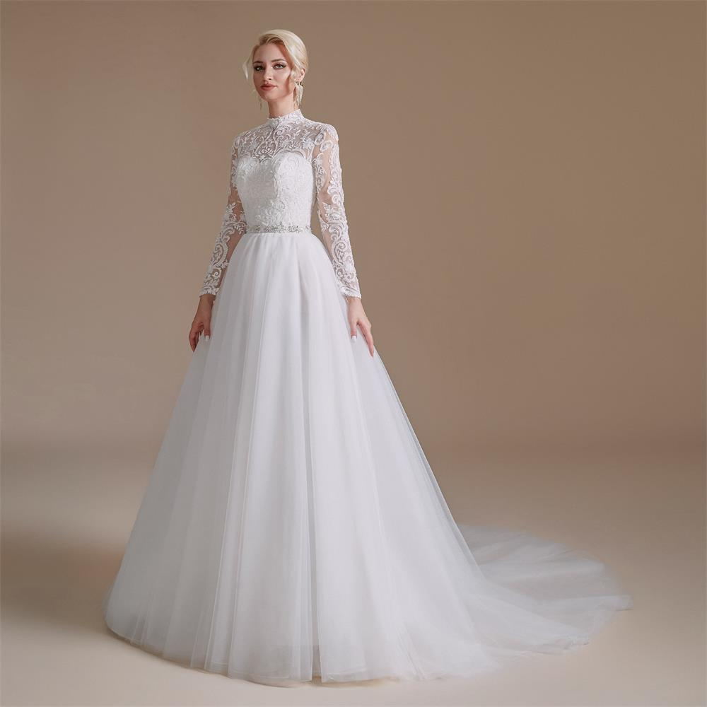 Spets Wedding Dress Vintage Mesh Chapel Train Designer New Products YS00069