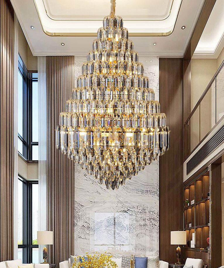Grand Chandelier Villa Hall Light Jump-Storey Duplex Building Hotel Lobby Restaurant Light Luxury Crystal Pendant Lights