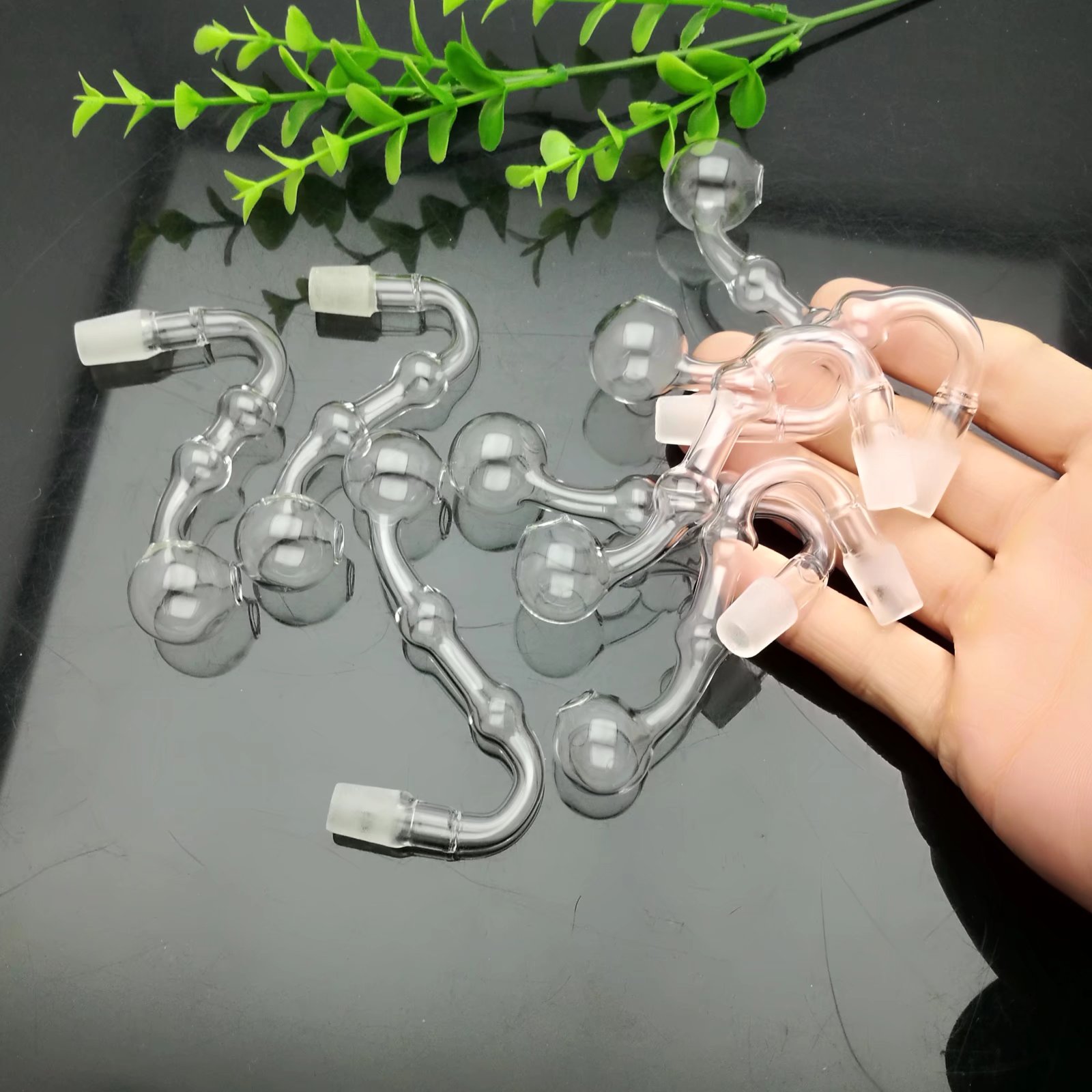유리 파이프 흡연 제조 수제 물 담뱃대 클래식 투명 이중 버블 S 유리 냄비