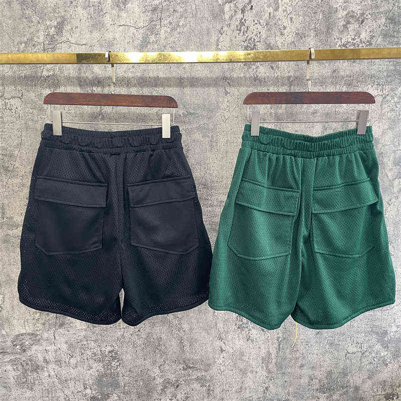 RHUDE Short en cuir hommes femmes 1 1 meilleure qualité lâche RHUDE Nylon maille cordon fermeture éclair court RD22