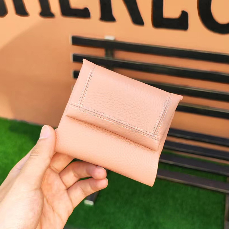Mulher bolsas de moeda Couro genu￭no pequeno minimalista mini -dinheiro bolsa de dinheiro unissex Design de luxo Famous Brand Bolsa de mudan￧a de marca