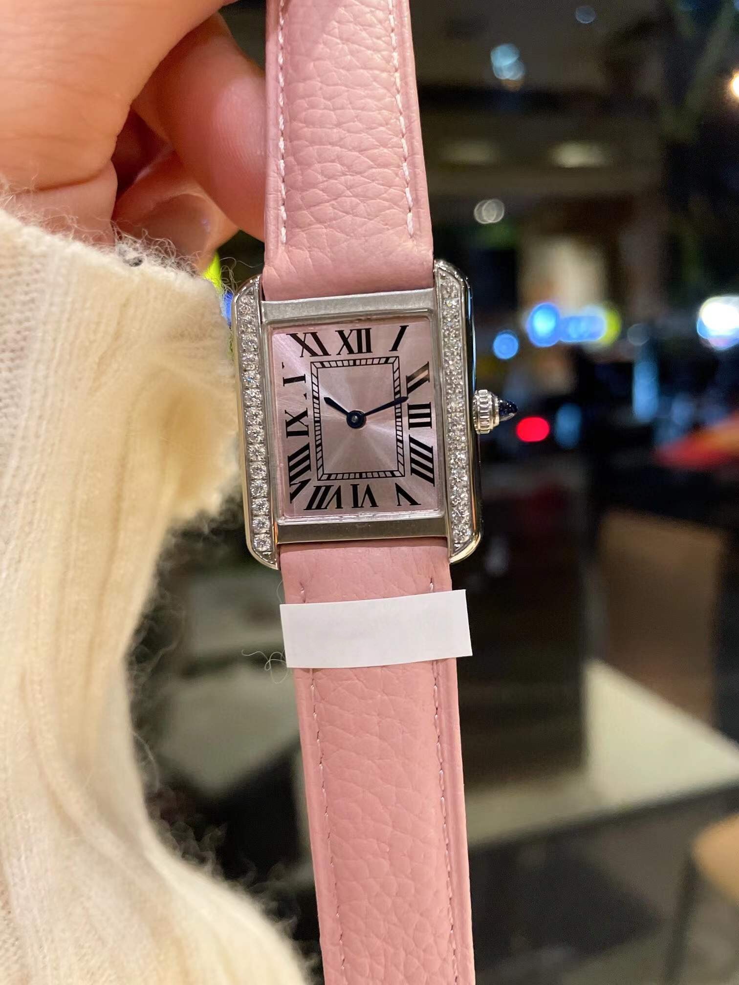 Marque De Luxe Réservoir Montre À Quartz En Cuir Véritable Cadran Rose Montre-Bracelet Pour Les Femmes Chiffres Romains Horloge Dame En Acier Inoxydable Géométrique Rectangle Montres Étanche