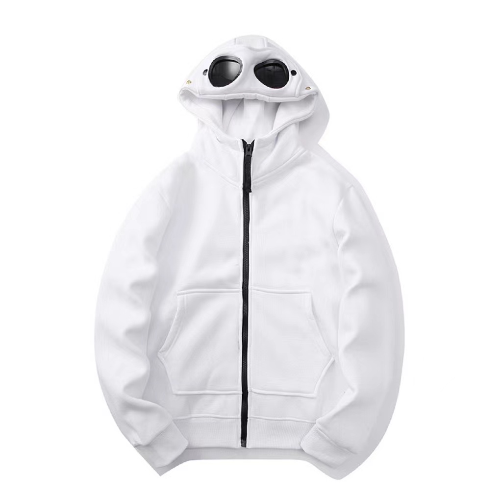 Höst- och vinter nya hoodies jacka mens kvinnor par runt lins blixtlås huva tröja topp cp italien modejackor