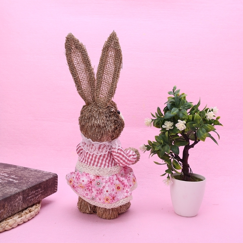 Decorative Objects Figurines OOTDTY 14 Styles Artificial Straw Cute Bunny Standing Rabbit with Carrot Home Garden Decoration Easter Theme Party Supplies 220902