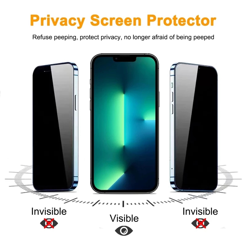 Protetor de tela de vidro temperado de privacidade anti-espião para iphone 15 14 13 12 11 pro max mini x xs xr 7 8 plus com caixa de pacote de varejo novo