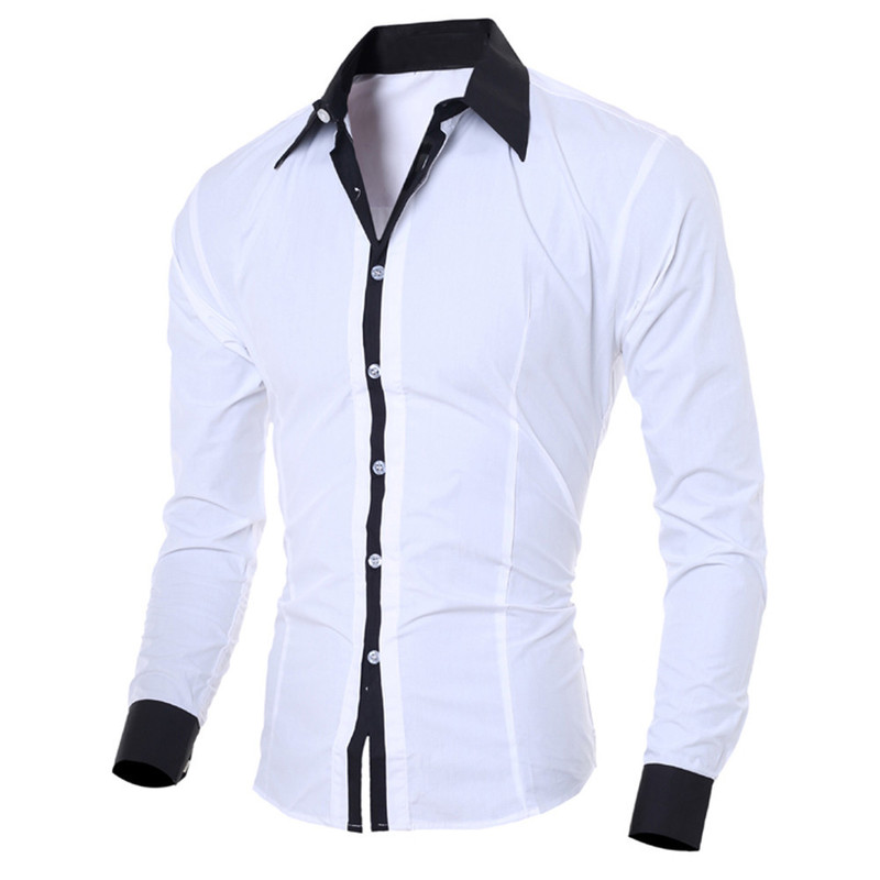 Polo da uomo Business Nero Bianco Camicia Stile Personalità della moda Casual Slim Risvolto Abbigliamento maschile Top a maniche lunghe Camicetta 220902