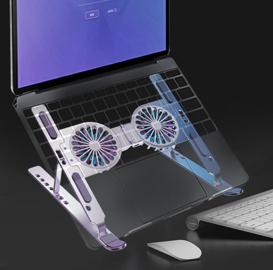 C9 Laptop Stand Foldable With Air Cooling Pads Radiator Aluminum Alloy Height Adjustable Storage Rack with retail