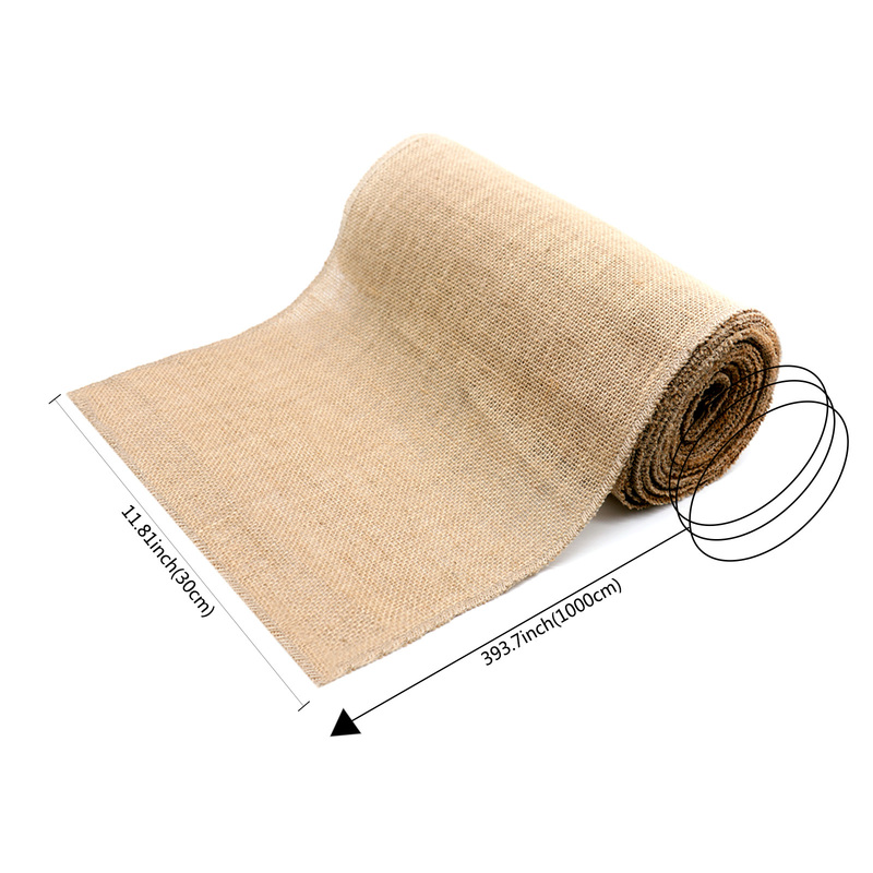 Bordslöpare 30cmx10m Rustik Country Wedding Party Decorations Burlap Natural Jute Linen för dekor hemduk 220902