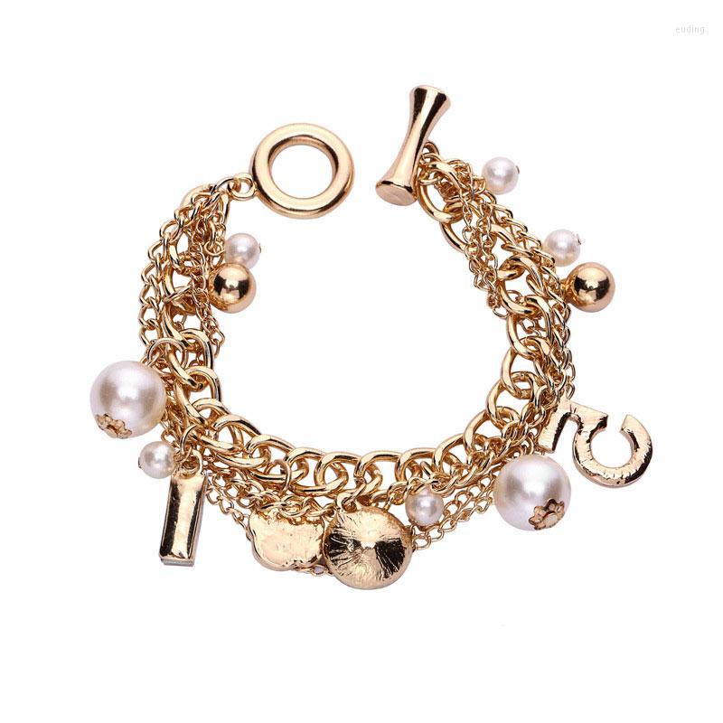 Bracelets de charme coreano multilayer pérola bracelete número 5 joias pendentes Acessórios para mulheres de luxo presente270j