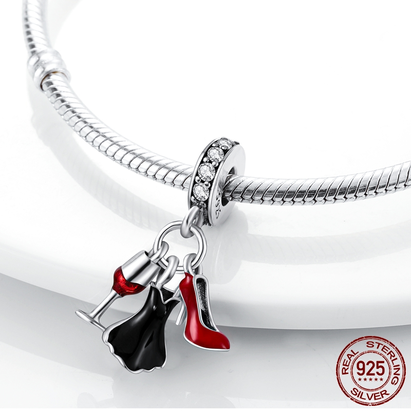 925 Perle di fascino d'argento ciondolano il viaggio Torre Eiffel Unicorno ciondola il branello Pandora Charms Bracciale Accessori gioielli fai da te