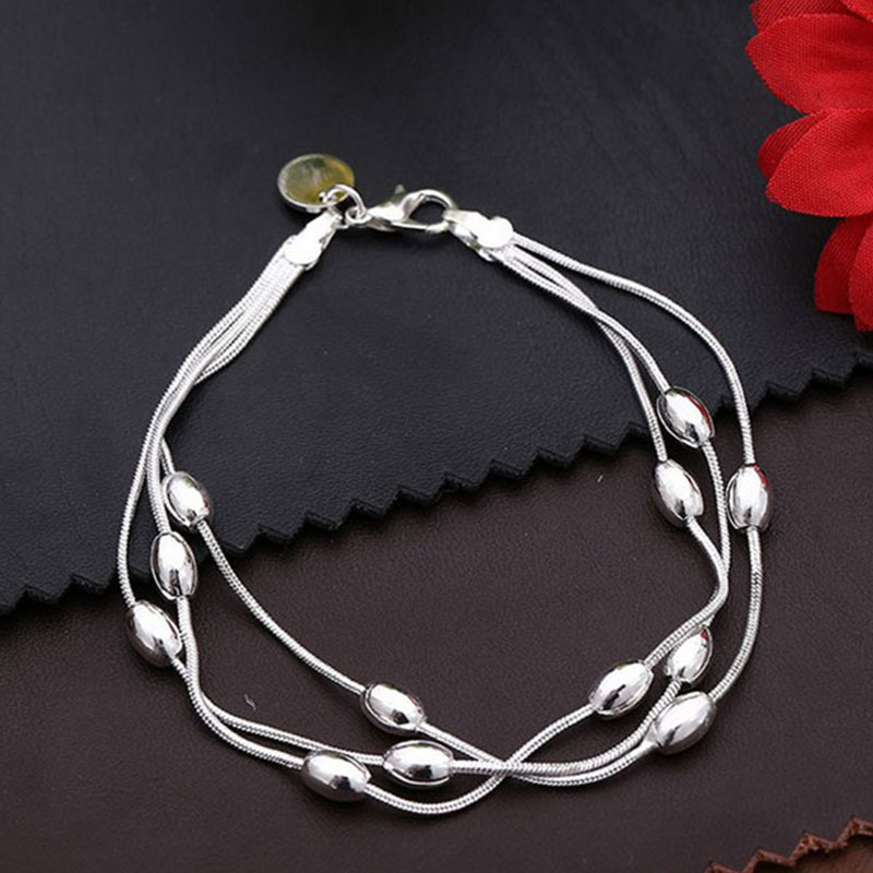 Braccialetto di fascino di moda donne ragazze perline di oliva coreane braccialetto di colore argento gioielli a mano accessori da donna