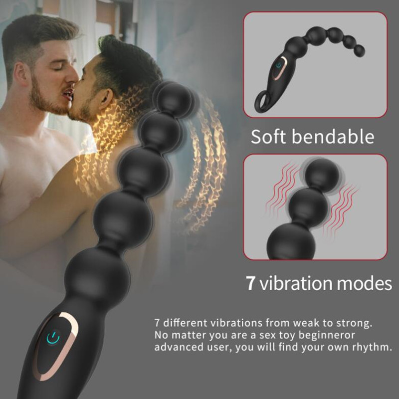 Articoli di bellezza 7 modalità Potenza Massaggiatore prostatico Perline anali Vibratore Vibratori maschili Spina Giocattoli sexy uomini Stimolatore Adulto