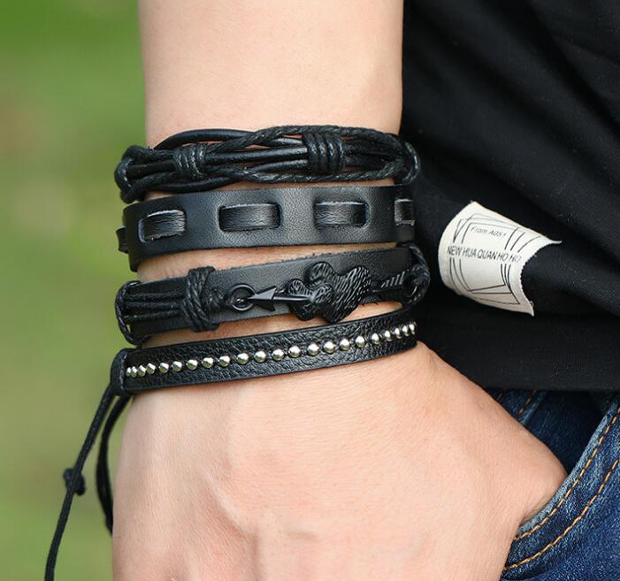 Männer frau rindsleder Armband DIY Perlen Stränge Amors pfeil Hip hop Kombination anzug Armband 12 stile/1 satz