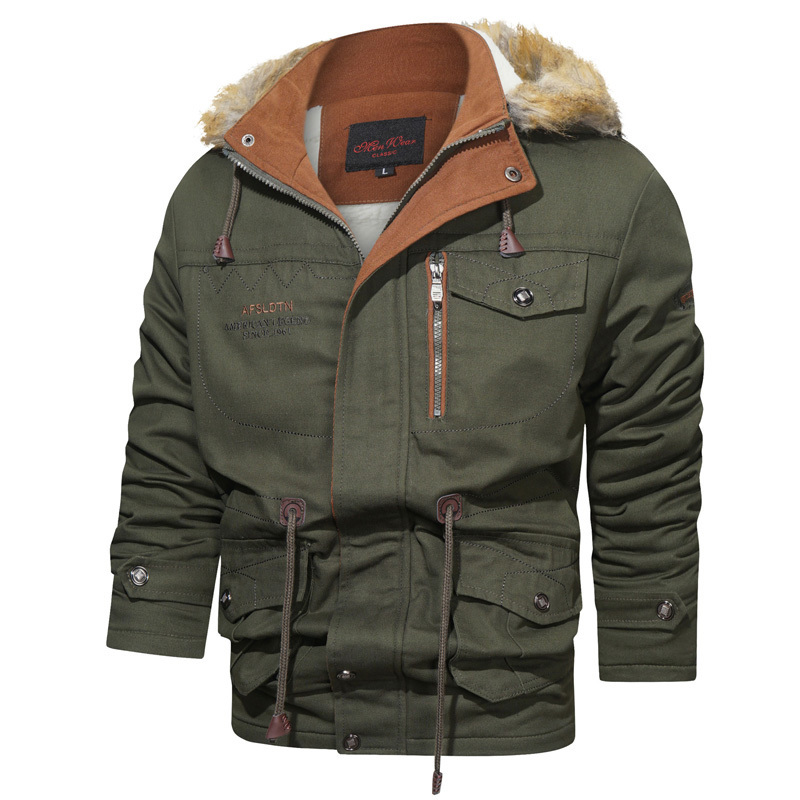 Mens Down Parkas Winter Jacket Män huva fleece ullfoder Varm kappa Male Thicken Cotton Tyg Jackor Långt ytterkläder Överrock Vindbrytare 5xl 220902