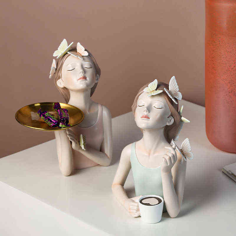Dekorative Figuren NORTHEUINS Schmetterling Mädchen Harz Skulptur Charakter Modell Vase Moderne Aufbewahrung Statuen Zuhause Wohnzimmer Desktop Dekor Zubehör