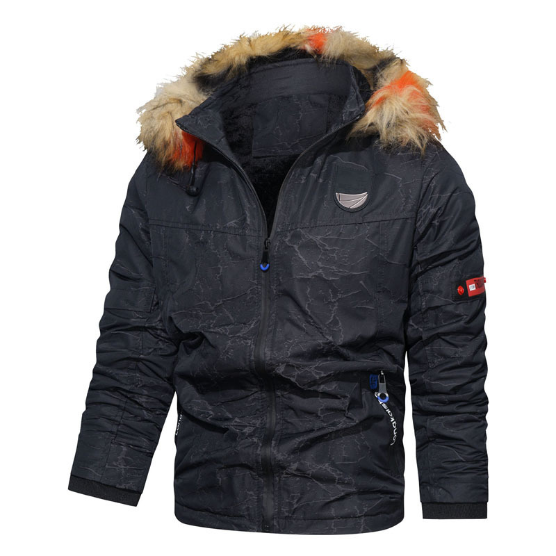 Mens Giù Parka Inverno Uomo Giacca con cappuccio in pile Tenere al caldo Uomo Collo di pelliccia Giacca a vento Cappotto Addensare Cotone antivento Capispalla maschile Soprabito 220902