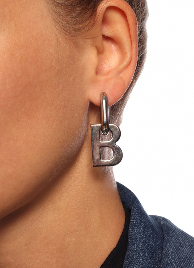 Collier boucles d'oreilles en acier titane grande lettre B chaîne épaisse femme tempérament exagéré rétro glamour marque célèbre femmes Punk253C