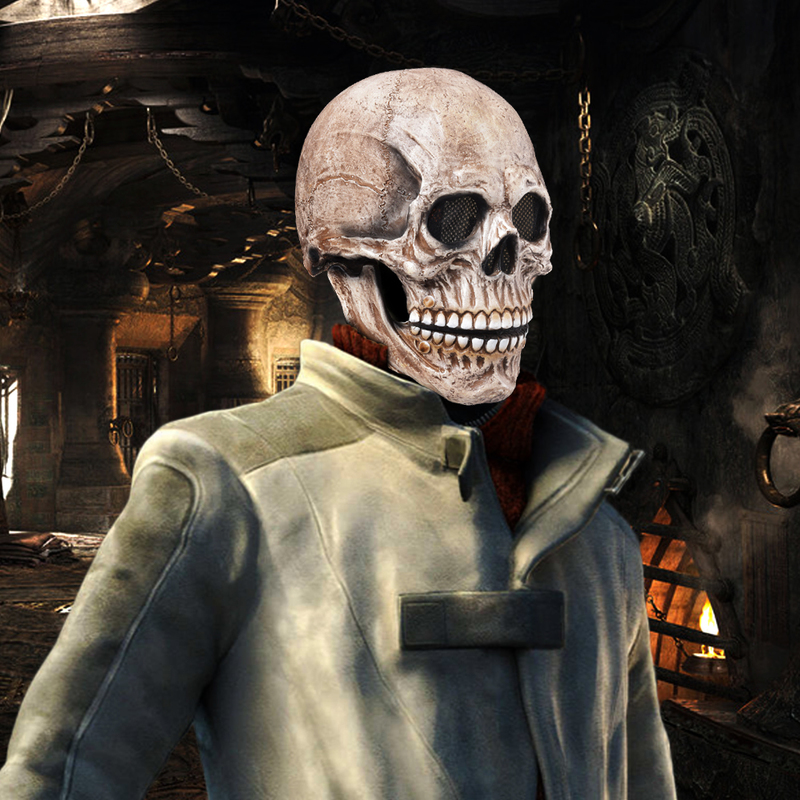 Maski imprezowe dekoracja halloween pełna czaszka czaszka komfort lateksowy kostium horror helask ruchomych rekwizytów szczęki