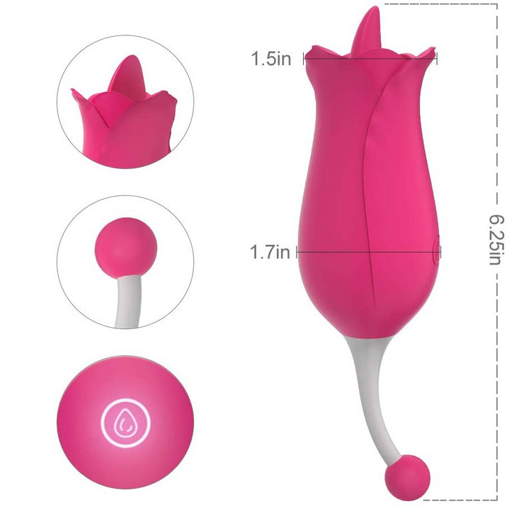 Skönhetsartiklar kraftfull USB-laddning rose vibrator vaginal g-spot tunga bröstvårta suger oral slickning klitoris stimulering vuxna sexiga leksaker för kvinnor