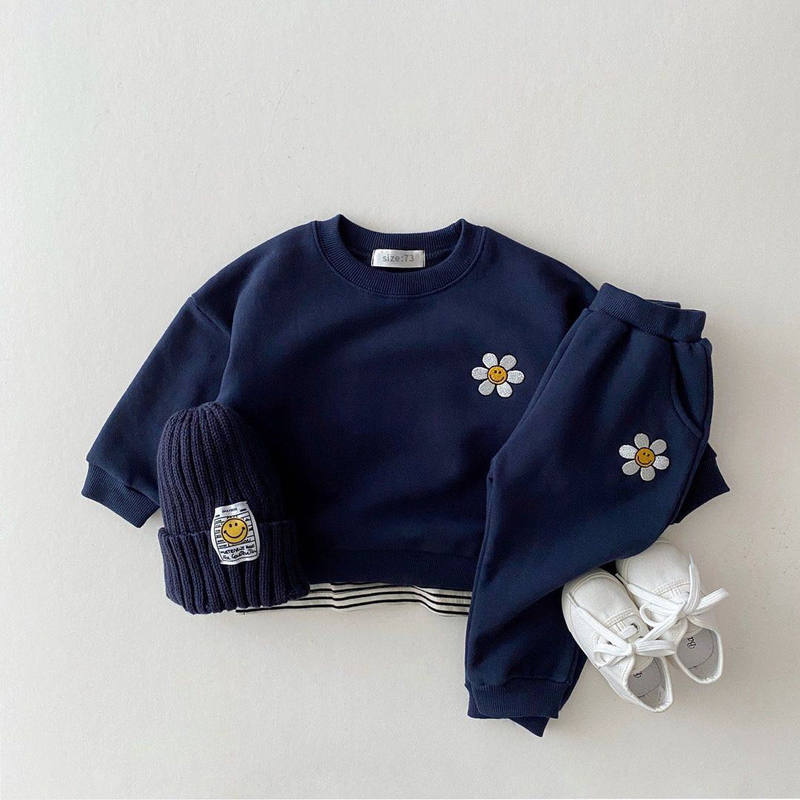 Clothing Sets Embroidery Daisy SweatshirtPants Suit Boys Tracksuit Toddler Girl Clothes Set Children Boutique Outfits Kids Sports Wear 220905