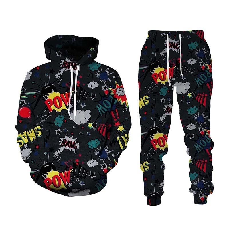 Erkeklerin Trailtsuits Hip Hop 3D Karikatür Baskılı Hoodie Pantolon Sarayış Serin Erkekler/Kadınlar Spor Giyeri Takip Seti Bahar Sonbahar Erkek Giysileri 220905