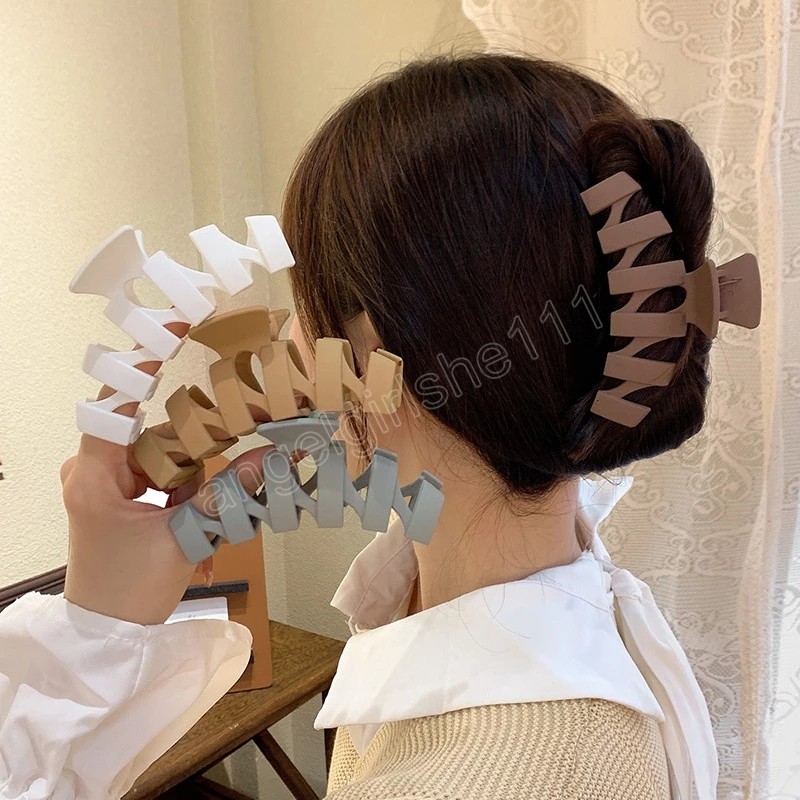 Garras de cabelo coreano geométricas clipes de cabelo ocos fosco clipes de rabo de cavalo barrettes acessórios para o cabelo