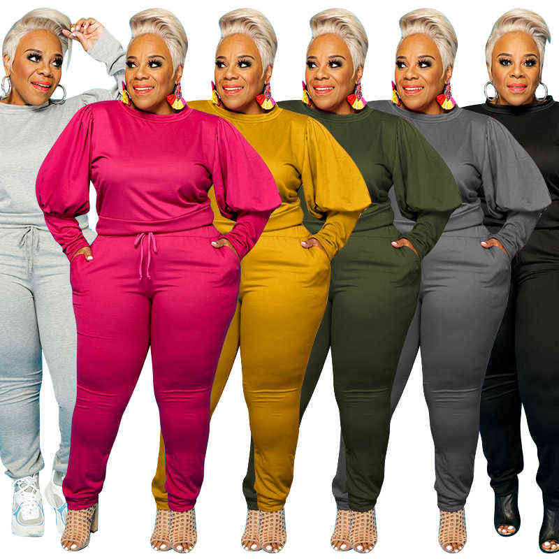 Kvinnors plus -storlek Tracksuits Women Tracksuit Set Winter Plus Size Long Sleeve Top and Pants Sweatsuit Joggers Matching Sets Wholesale Dropshipping L220905