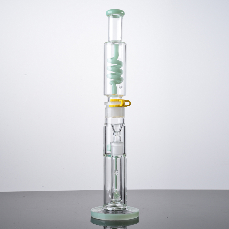 Freezable Straight Tube Beaker Bongs High 17Inch Hookahs Oil Dab Rigs Build Glass Bongs Colorful Grenn Blue Water Pipes con 14mm Bowl Accesorios para fumar