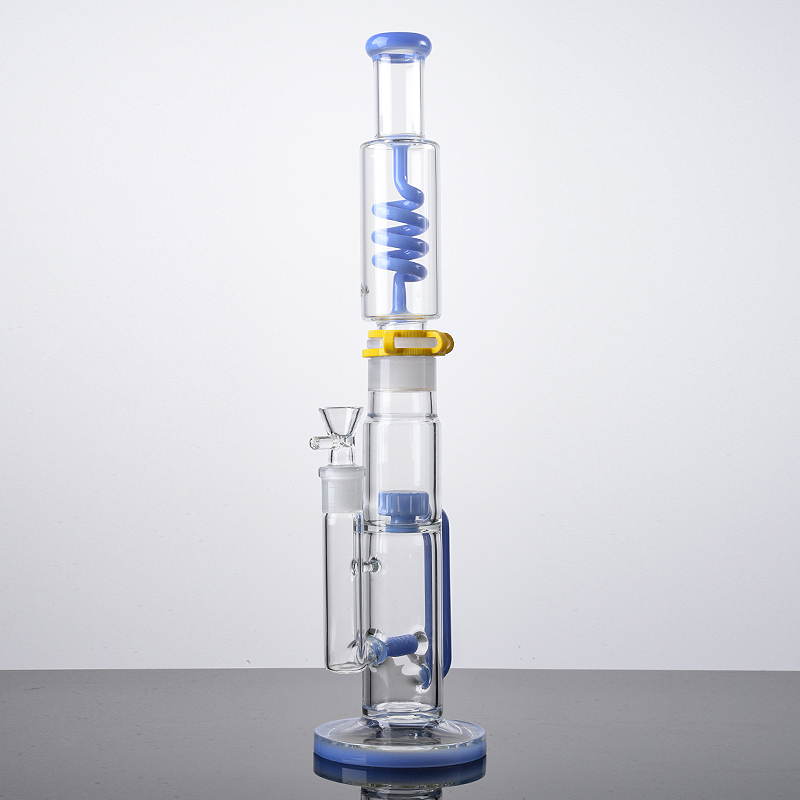 Ship By Sea Green Blue Hookahs Freezable Beaker Bongs 17Inch Build A Big Bongs Straight Type Dab Oil Rigs Condenser Coil Smoking Glass Pipes With 14mm Bowl