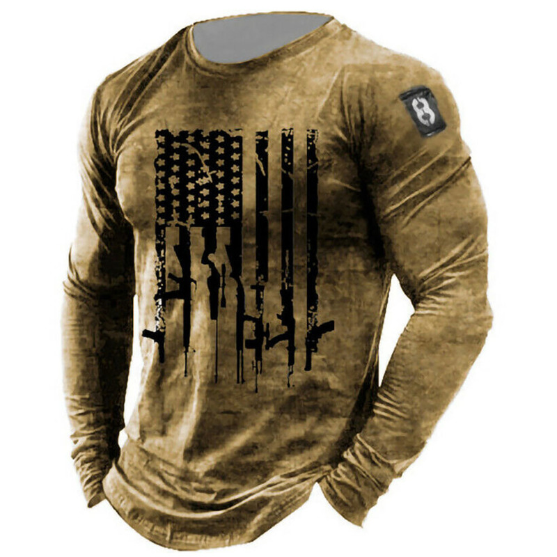 Men's T Shirts Vintage Print Tshirt 3d Templar Shirt Us Long Sleeve Street Hip Hop Loose Crew Neck Fall Top Plus Size Men Pullover Clothes 220905