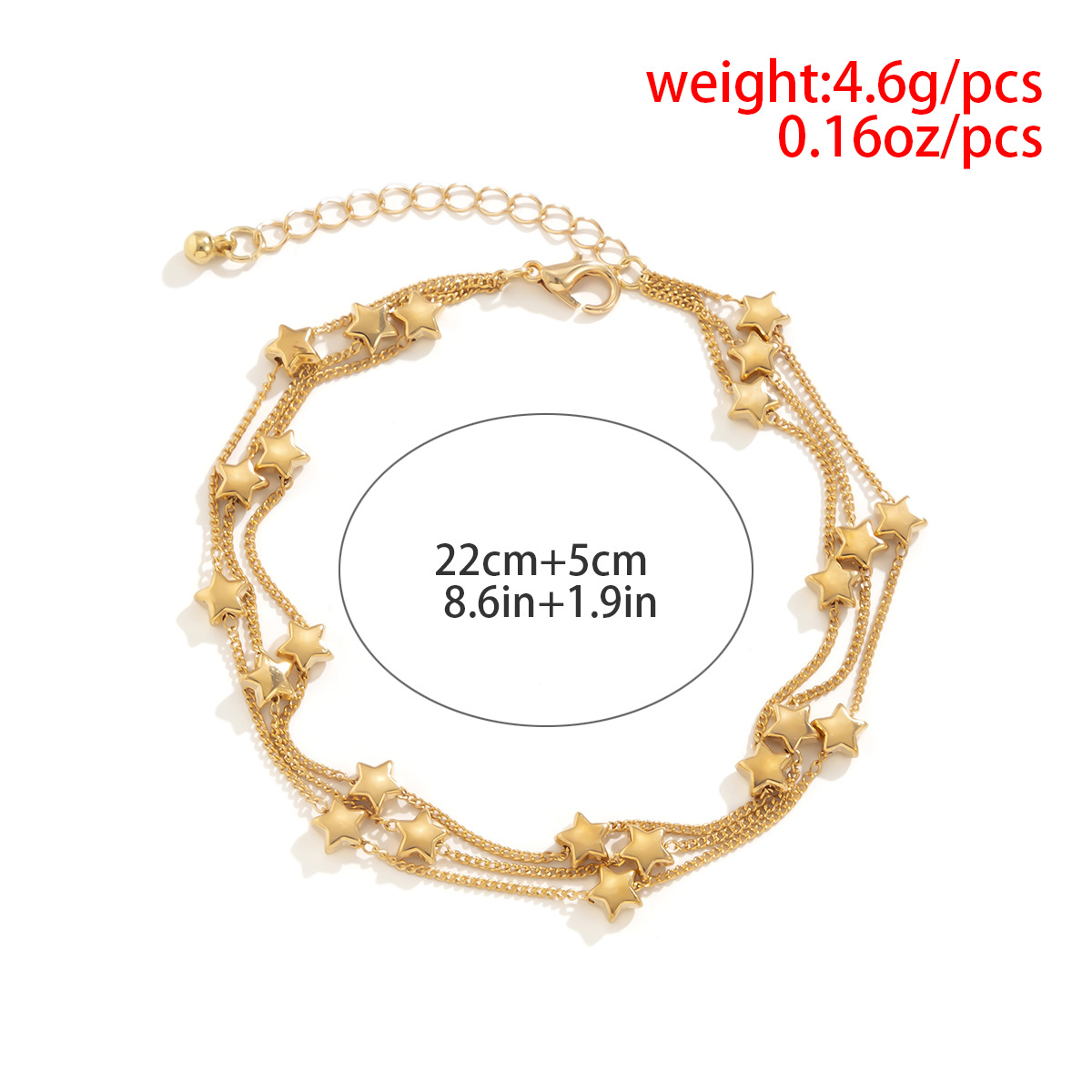 Vintage Multilayer Star String Anklet Frauen 2022 einfache goldene Farbe Metall Glamour Füße nackte Fußkettchen Mädchen Mode Schmuck Geschenke