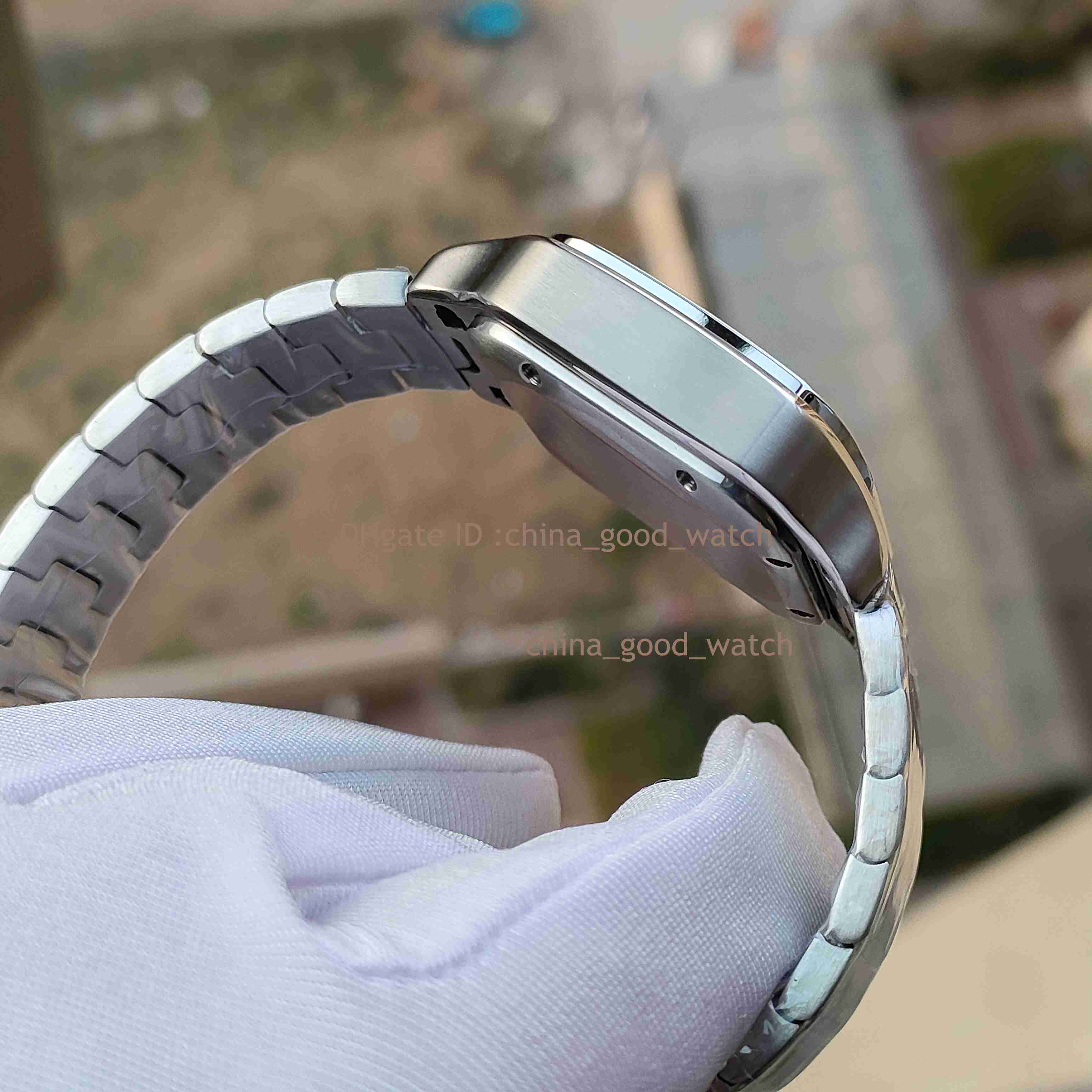 Süper İyi Fabrika Erkekleri Klasik Otomatik Hareketi İzleyin 35mm Gümüş Dial Paslanmaz Çelik Çerçeve Kılıf Kayışı Süper Aydınlık Safir 325D