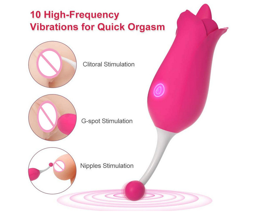 Skönhetsartiklar kraftfull USB-laddning rose vibrator vaginal g-spot tunga bröstvårta suger oral slickning klitoris stimulering vuxna sexiga leksaker för kvinnor