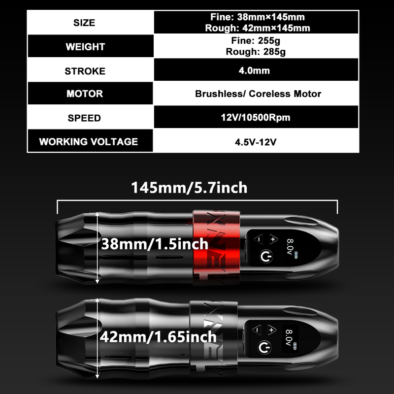 Dövme Makinesi Xnet Titan Kablosuz Döner Pil Kalemi Güçlü Çekirdek Motor LCD Sanatçı Vücut Kalı Makyajı için Dijital Ekran 220908
