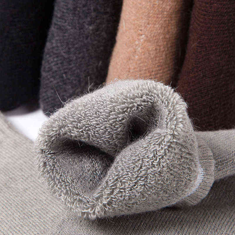 Meias atléticas Ultra-Thick Homens de lã pura cor coreana estilo inverno quente e simples macho sólido l220905