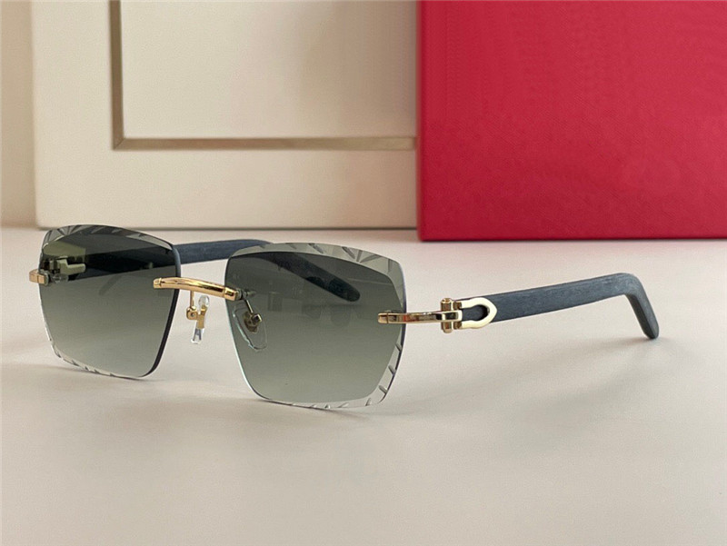 Nouvelles lunettes de soleil design de mode 0013 lentilles carrées sans monture temples en bois style simple et populaire lunettes de protection UV400 en plein air