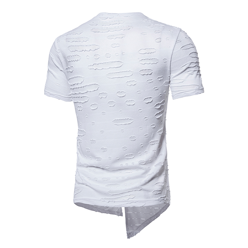Мужская футболка T Roomts Hip Hop Zipper Hole футболка с коротким рукава