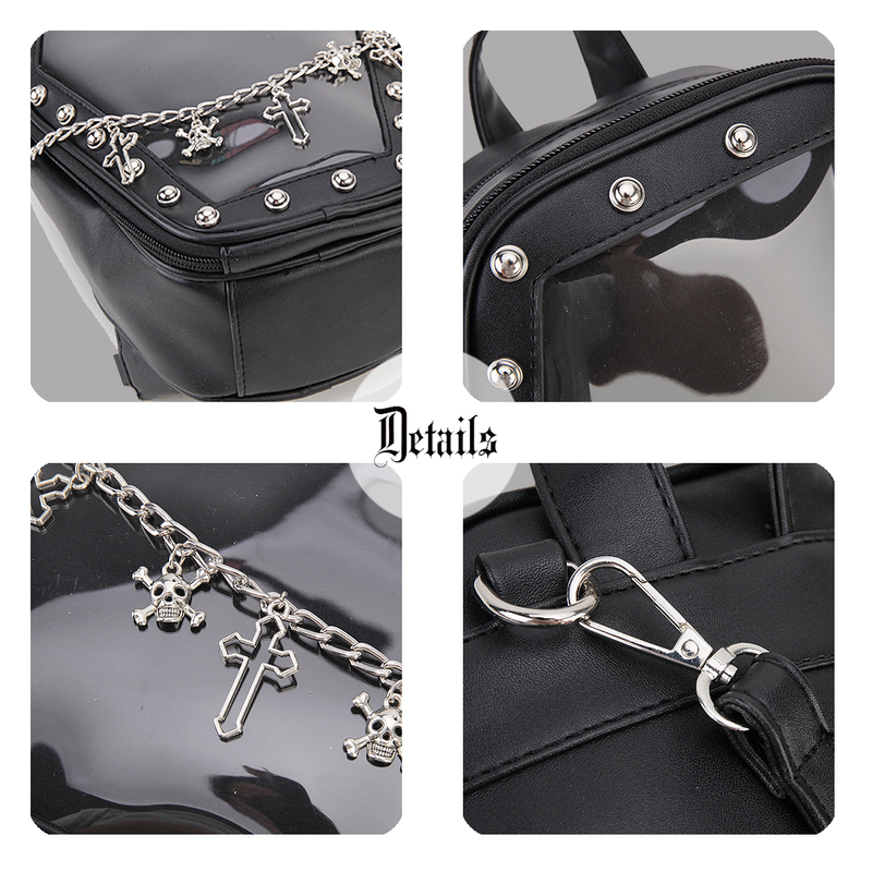 Abendtaschen Gothic Bat Punk Sargform Ita Frauen Klare Rucksäcke Dunkle Lolita Handtasche und Schulter Mädchen Cosplay Designer Einsatz 220905