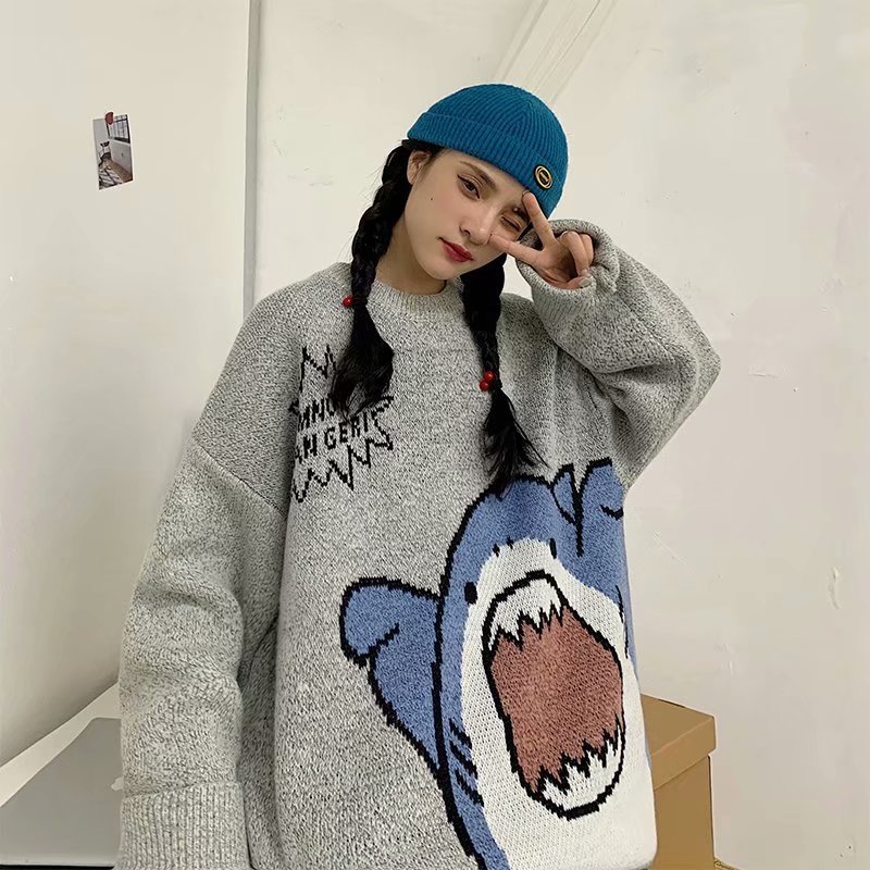 Herrenpullover Zazomde Rollkragenpullover Shark Pullover Winter Patchwor Harajuku Koreanischer Stil High Neck Übergroßer grauer Rollkragenpullover für 220919