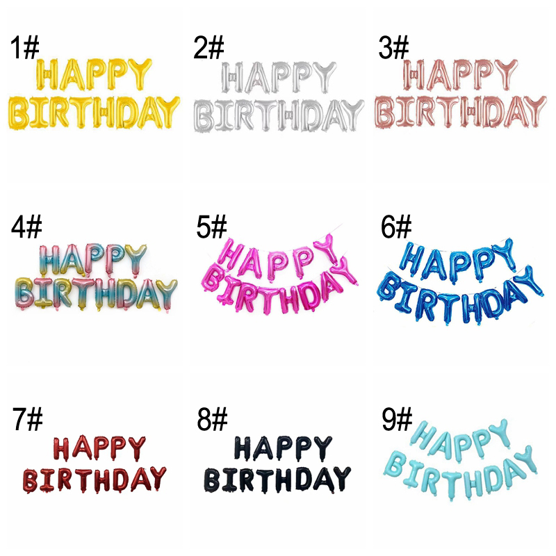 Balões de decoração de feliz aniversário de 16 polegadas Conjunto de balões de letras de folha de alumínio colorido para crianças Aniversários Decoração de festa Balões FELIZ CUMPLEANOS Decoracion Globos