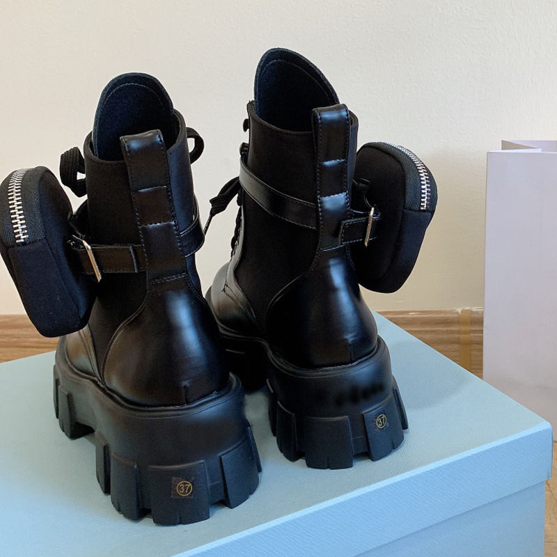 2022 نساء براءات الاختراع الجلدية لوحات أحذية جلدية الكاحل مارتن بوتس أبيض الأسود المطاط المنصات الوحيدة